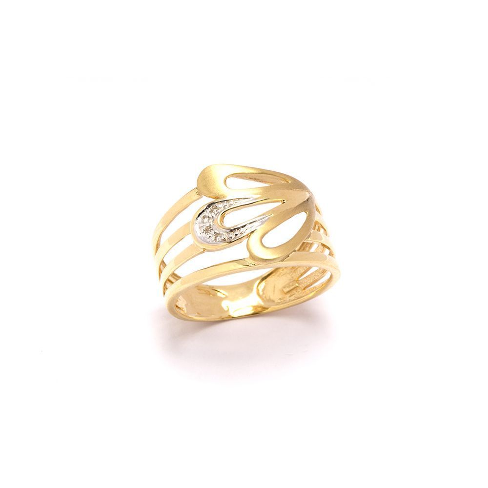 Anel 3 Gotas com Brilhante em Ouro 18 Kilates - 21233